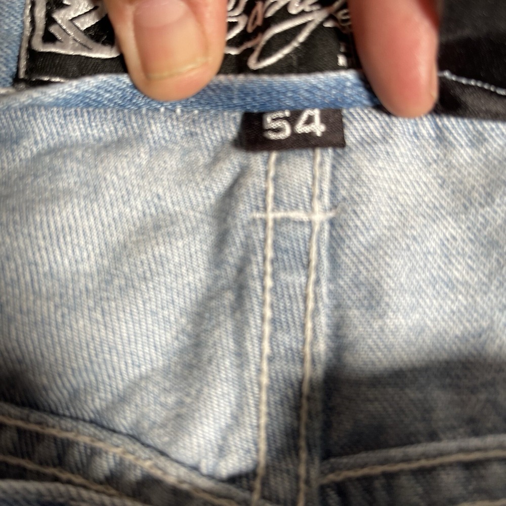 Vintage Y2K Karl Kani Jean Shorts 54 Baggy Wide Leg Jorts Blue Denim Hip Hop - Picture 5 of 12